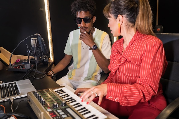 Microphone setup for recording sessions in professional singing lesson environment